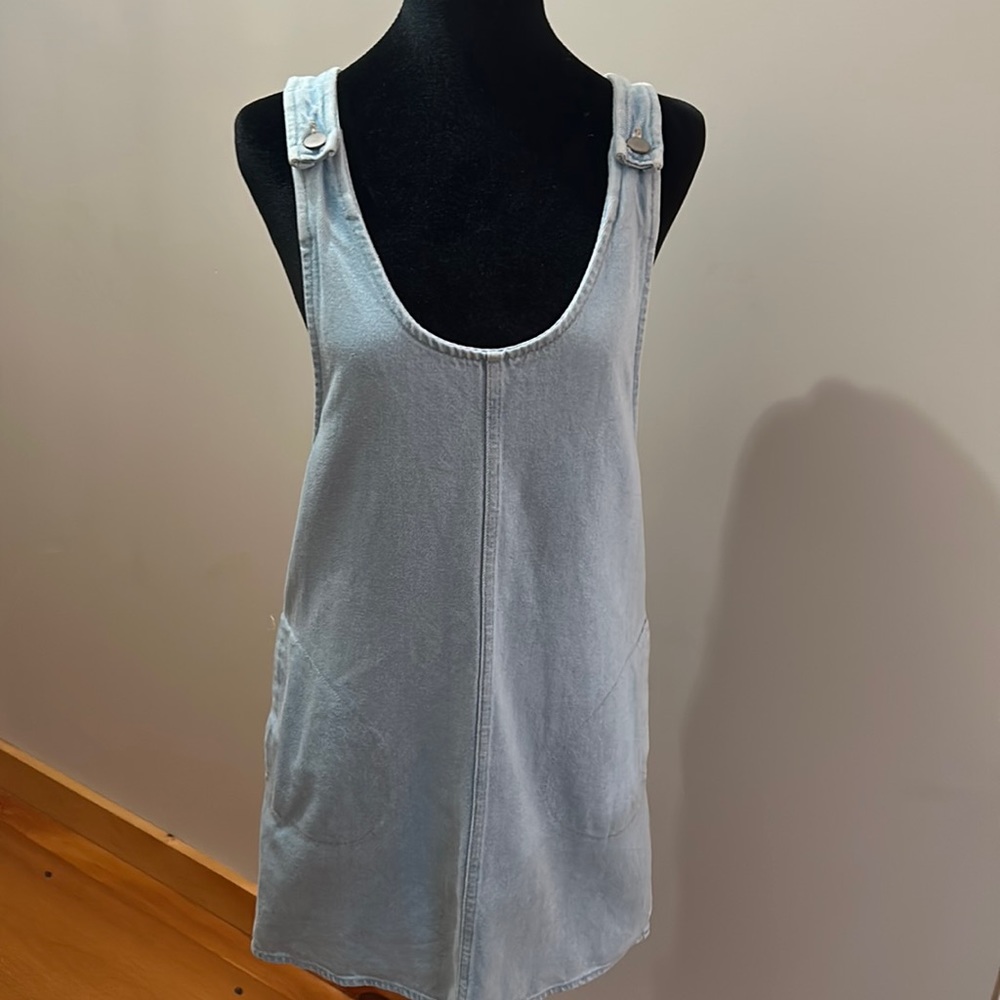 Light wash Jean jumper / overall dress with POCKETS